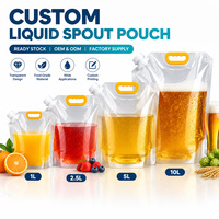 Sacs à boisson liquide réutilisables personnalisés de 8 oz, 16 oz, 32 oz, sacs en plastique pour boissons, sacs à jus en vrac de qualité alimentaire sans BPA, avec bec verseur, Doypack