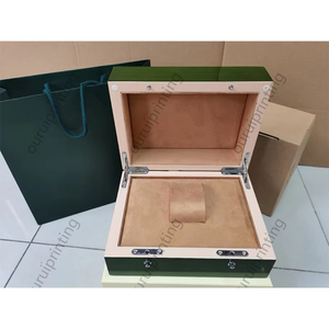 Boîte à remontoir de montres en bois vert brillant haut de gamme, personnalisable avec logo, nouveau design, durable, coffret cadeau, rangement supérieur pour montres - Product Image 5