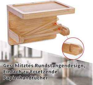 <span class=keywords><strong>Porte</strong></span>-papier hygiénique en bambou <span class=keywords><strong>sans</strong></span> perçage avec étagère pour salle de bain, toilette, <span class=keywords><strong>porte</strong></span>-<span class=keywords><strong>rouleau</strong></span> de toilette multifonctionnel - Product Image 3