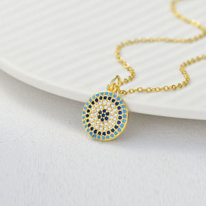 Kalung mata Turki terlaris liontin perhiasan 925 perak murni biru pirus zirkon mata jahat kalung untuk wanita - Product Image 5