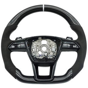 Volante di Lusso in Fibra di Carbonio Personalizzato con 3 Razze e Impugnatura da 35mm per <span class=keywords><strong>Audi</strong></span> A6 C8 RS7 S3 8V A5 B8 <span class=keywords><strong>TT</strong></span> - Product Image 1