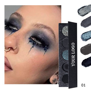 Private Label Palette d'ombres à paupières à paillettes vertes 5 nuances <span class=keywords><strong>Noir</strong></span> Gris Couleur Mat Shimmer Halloween Ghost Make up <span class=keywords><strong>Cream</strong></span> Ombre à paupières - Product Image 4
