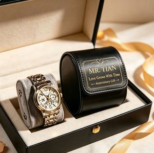 Personalized Luxury PU Leather Handmade Watch Travel Case Custom Laser Engrave Name <b>Romantic</b> <b>Gift</b> Boyfriend <b>Husband</b> Anniversary - Product Image 3