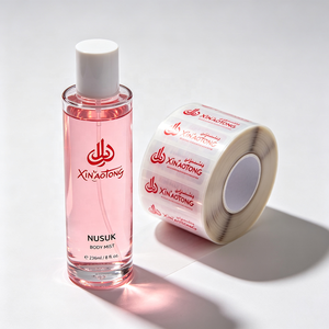 Étiquettes de parfum rouges personnalisées OEM, calligraphie arabe, autocollant adhésif transparent en rouleau pour emballage de bouteilles en verre, luxe - Product Image 5