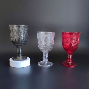 Vintage Plastic 380ml Unbreakable Stemmed <b>Wine</b> <b>Goblet</b> Floral Embossed Reusable Party Tableware - Product Image 4