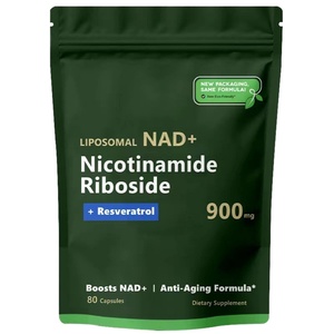 Cápsulas Liposomales de NAD+ Nicotinamida Ribósido al por Mayor, 80 Cápsulas, Antienvejecimiento, Belleza de la Piel, Quercetina, Resveratrol para Adultos - Product Image 1