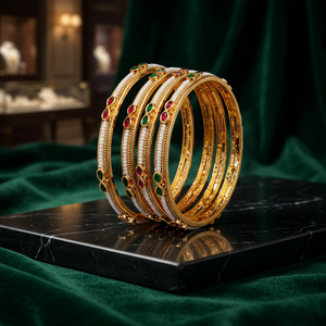PADMAWATI Private Limited - Juego de Brazaletes de Tungsteno de Alta Calidad con Baño de Oro de Lujo en Varios Colores para Mujer, para Bodas Indias y Fiestas - Product Image 3