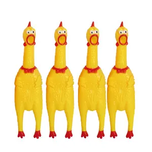 Wholesale OEM Custom Soft Screaming Bite Resistant Squeaking Rubber Chicken Squeaky Dog Toy