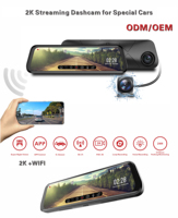 Caméra embarquée Carlover N6+ double objectif 2K+1080P, rétroviseur DVR, écran tactile IPS 10 pouces, ADAS, vision nocturne, GPS en option, carte 512G
