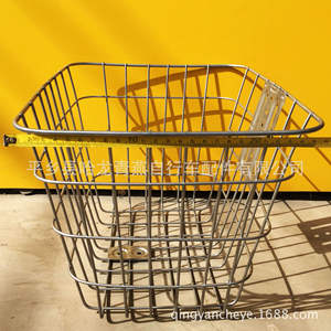 Cesta para bicicleta, marco frontal de metal, color plateado, montaje duradero en el marco, piezas para ciclismo - Product Image 1