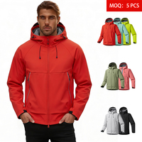 Veste softshell unisexe avec capuche, logo brodé personnalisé ODM, pour sports de plein air, imperméable, coupe-vent, streetwear, polyester, élasthanne
