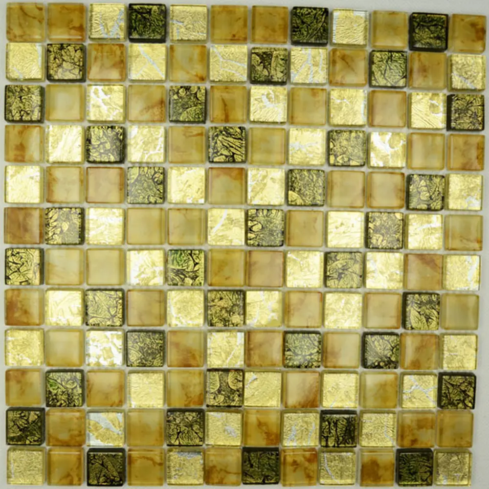 Mosaico de cristal de estilo romano, decoración de pared, Fondo de lámina dorada, azulejo de mosaico