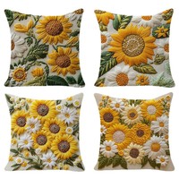 Housse de coussin décorative 45 cm en polyester imprimé tournesol et marguerite, idéale pour hôtels de luxe et décoration intérieure