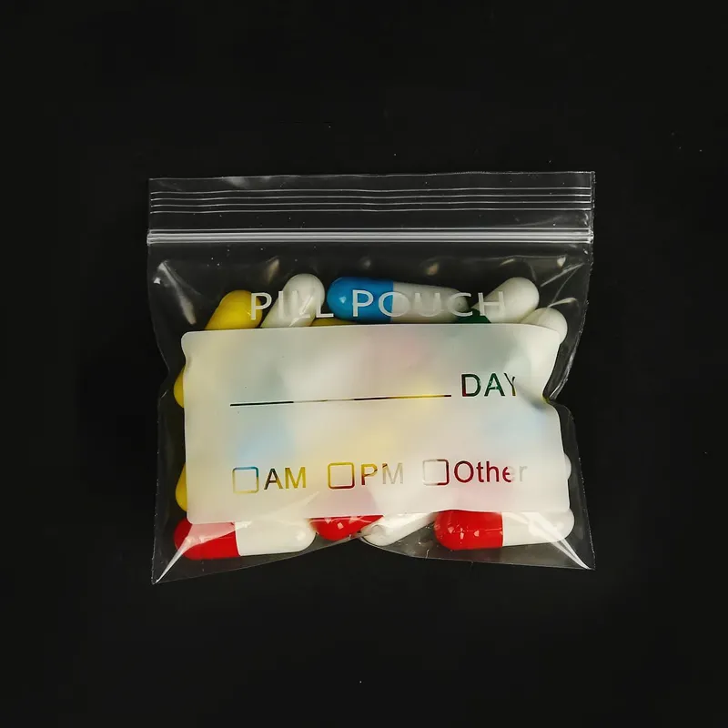 Benutzer definierte tragbare Reise Pille Beutel Taschen Medikamente Schmuck kleine Kunst handwerk Plastiktüte Selbst dichtende Reiß verschluss Pille Tasche