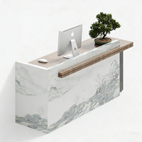 Comptoir de réception de bureau de luxe en pierre, design unique, bureau de réception incurvé