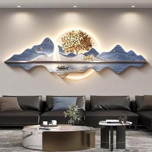 Pinturas acrílicas LED de paisaje de lujo moderno, decoración de pared de oro azul de alta definición para sala de estar, decoración del hogar, venta al por mayor - Product Image 3