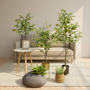 Plantas Artificiales de Limón Hechas a Mano <span class=keywords><strong>en</strong></span> Macetas de Material PU Duradero, Decoración para el Hogar y la Oficina, Interior/Exterior, Nueva Casa - Product Image 2