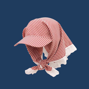 Casquette de baseball streetwear d'été à large bord pour femme, chapeau de <span class=keywords><strong>soleil</strong></span> avec sangle, visière <span class=keywords><strong>triangulaire</strong></span> et foulard intégré - Product Image 3