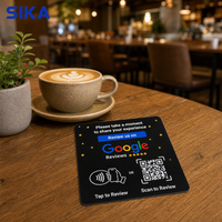 Carte NFC 215 carrée programmable en acrylique durable SIKA, support de table transparent pour avis Google, code QR 13,56 MHz