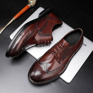 Chaussures en cuir rétro haut de gamme pour hommes, idéales pour les occasions formelles et professionnelles, design respirant et imperméable pour l'automne, semelles antidérapantes, rehaussantes - Product Image 4