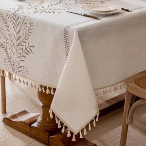 <span class=keywords><strong>Nappe</strong></span> rectangulaire Skymoving, nouvelle, personnalisée, de luxe, <span class=keywords><strong>beige</strong></span>, en polyester et <span class=keywords><strong>lin</strong></span>, brodée de fleurs, écologique, pour la décoration de la maison - Product Image 5