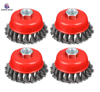 Brosse à fil d'acier DIY Genesis de 4 pouces avec tige filetée 5/8 pouces-11 pour nettoyage intensif, décapage de la rouille, polissage, abrasif OEM