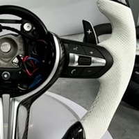 Volant en fibre de carbone pour BMW F36 F30 F10 F15 F20 F22 F25 F32 M3 M5 E46 E60 E70 E90 E91 Cuir blanc M Sport