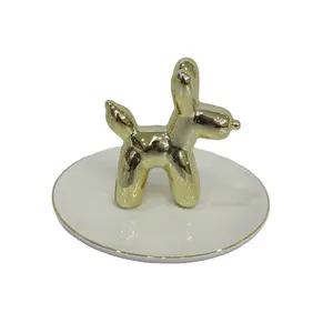 Hand Painted Balloon Dog shaped Ceramic Ring Dish, Trinket Holder Plate, Custom shape accept