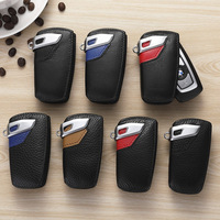 Étui pour clé de voiture en cuir véritable, écologique, à la mode, rouge et bleu, imprimé en sérigraphie, porte-clés, 100% neuf
