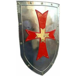Escudo Náutico Medieval Alfa, Escudo de Acero para Caballero, Escudo de Metal Hecho a Mano con Cruz - Product Image 1