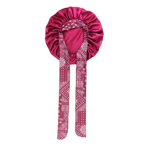 Gorro de Satén Ajustable con Estampado Paisley, de Una Sola Capa, para Dormir, con Banda Elástica Ancha para Mujer - Product Image 3