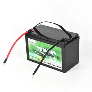 LiFePO4-carcasa de batería impermeable, paquete de batería de 12v, 100ah, cantidad mínima, 1 ud., 5000 veces