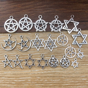 Pendentif étoile rétro artistique à cinq ou six branches, accessoires de bijoux DIY pour colliers, bracelets, composants et apprêts - Product Image 1