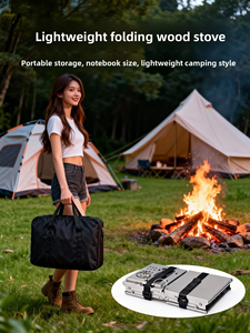 Réchaud de camping extérieur en acier inoxydable pour <span class=keywords><strong>bois</strong></span> et charbon, léger et pliable, avec fenêtre de visualisation en verre - Product Image 5