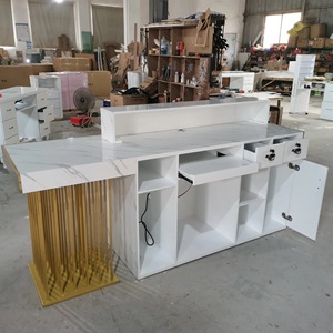 Mostrador <span class=keywords><strong>de</strong></span> recepción negro salón <span class=keywords><strong>de</strong></span> belleza L esquina curvada muebles <span class=keywords><strong>de</strong></span> salón pequeño mostrador <span class=keywords><strong>de</strong></span> recepción escritorio frontal - Product Image 4