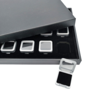 Boîte de rangement pour pierres précieuses en plastique à 15 compartiments avec plateau de présentation en cuir PU noir, organisateur de pierres pour emballage de bijoux, vente en gros