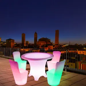 Customized beach patio glow mobile pub bar table set led light glow up bar furniture, club bar table and chair