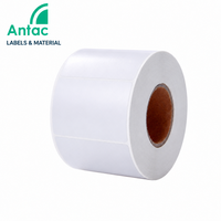 Rouleaux d'étiquettes autocollantes semi-brillantes blanches, rouleaux d'autocollants enduits, impression par transfert thermique, code-barres, faible MOQ, vente en gros