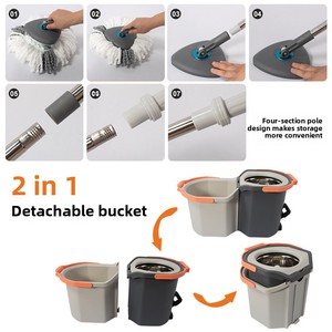 Mô Hình Mới Ma Thuật Lau Với Bàn Đạp Xoay Xô Gấp Làm Sạch Xô Với Giỏ Nhựa Thuận Tiện Tách Bàn Đạp - Product Image 3