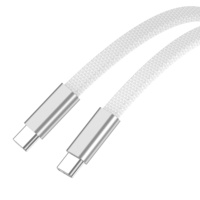 Câble USB C vers USB C 240W PD à charge rapide 5A, ultra fin, plat, type C, en nylon tressé, résistant, pour la synchronisation des données, compatible avec iPhone 15