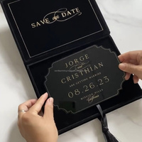 Boîtes d'invitations de mariage en carton de luxe personnalisées, réutilisables, pliables, rigides, impression offset, papier couché, logo personnalisé