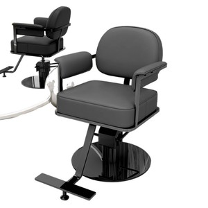 Silla de Peluquería Negra con Marco Dorado, Altura Ajustable, Giratoria, para Salón de Belleza - Product Image 5