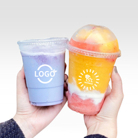 Conteneur en plastique transparent jetable pour yaourt, jus, boba, lait, bubble tea avec couvercles, impression de logo personnalisée