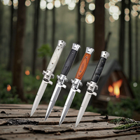 Couteau de survie tactique de qualité industrielle, style italien, lame en acier inoxydable 3cr13, pointe clip, manche en bois, pour le camping en plein air, OEM