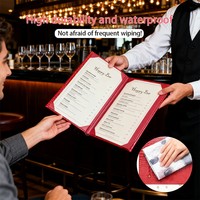 Carpeta de Menú de Cuero de Alta Calidad, Tamaño de Menú, Menús de Restaurante, A4, Tríptico, 6 Vistas, Carpeta de Cuero para Menús de Restaurantes, Carpeta de Menú Personalizada