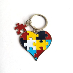 Tự Kỷ Nhận Thức Câu Đố Mảnh Trái Tim/Ruy Băng Kim Loại Keychain Sưu Tầm - Product Image 3