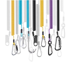 Produttore di cordino a spirale di sicurezza retrattile con gancio a scatto in lega di alluminio moschettone, nero/blu/verde/rosso/argento/giallo - Product Image 1