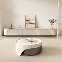 Meuble TV ardoise de luxe léger salon moderne maison table basse ronde style crème escamotable combinaison meuble TV
