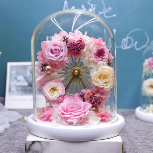 Cielo Ruota Modello di Fiore Conservato Rosa In Cupola di Vetro Con Luci Per San Valentino Regali Di Natale - Product Image 4