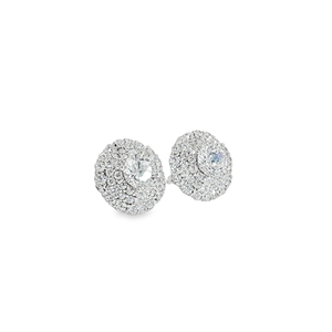 Boucles d'oreilles pendantes en or massif 18 carats avec sertissage double halo Diamant de culture taille brillant-Cadeau d'anniversaire de mariage de luxe pour femme - Product Image 6